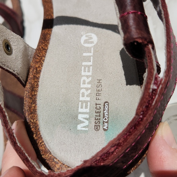 Merrell REVALLI AURA Deep Purple Strappy Wedge Leather Sandal (8) - Picture 11 of 14